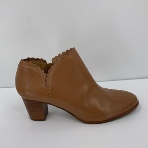 Jack Rogers Marianne ankle boot Cognac brown leather scallop shoe women 11